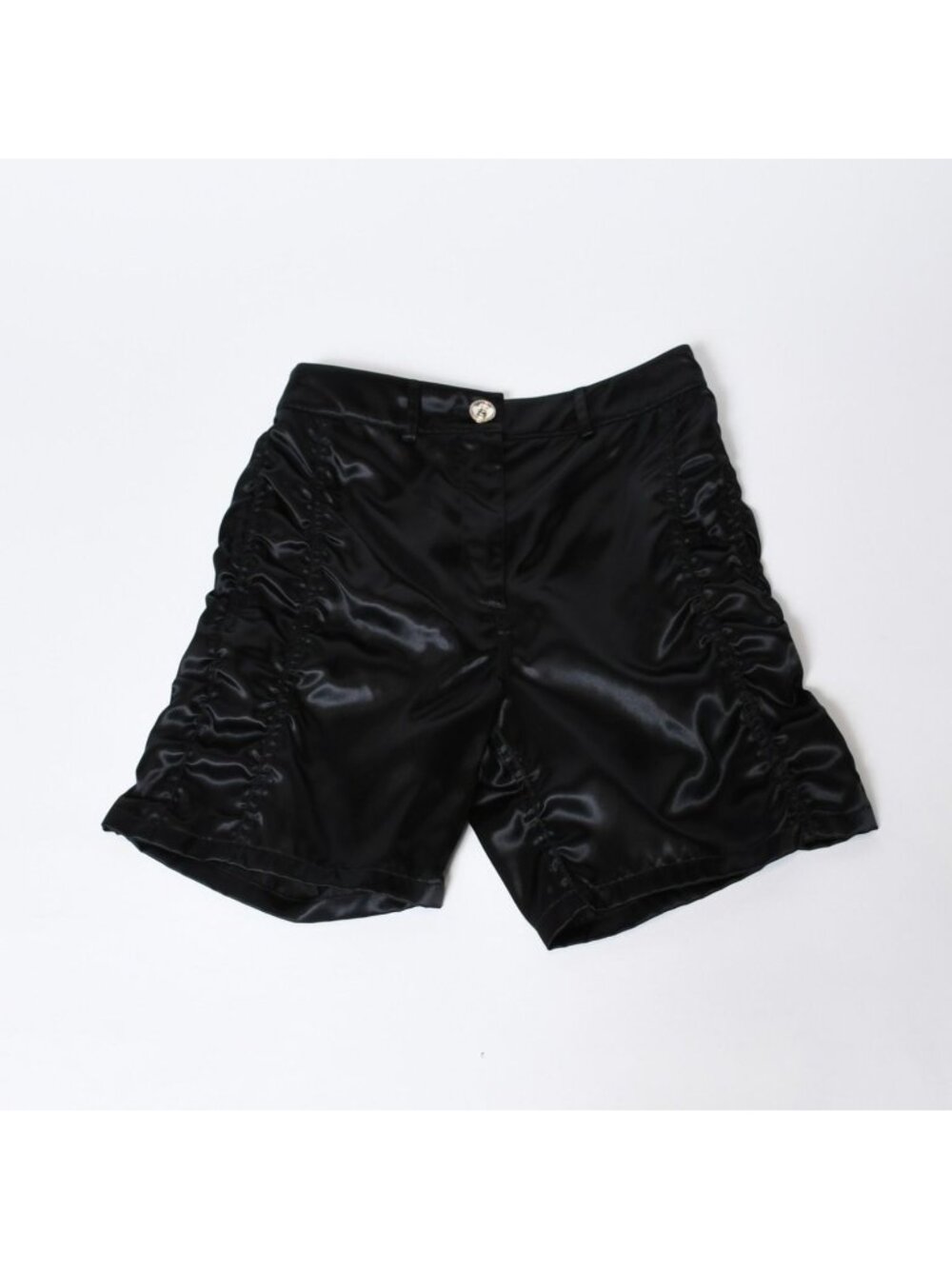Chanel Shorts No 5 Button CC Logo Black Gathered 36